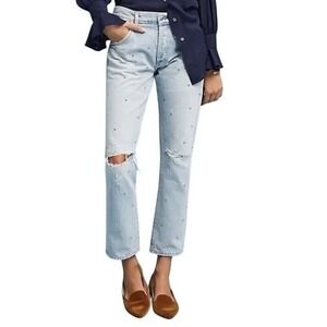 Citizens of Humanity Emerson Mid Rise Straight Slim Boyfriend Jeans 26 Studded‎